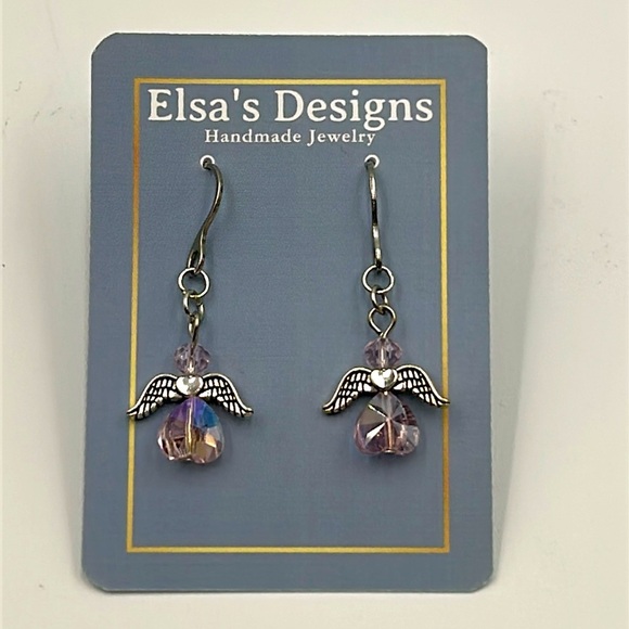 1320- Women's Angels Beads Dangle Earrings Handmade NWT - Picture 1 of 7